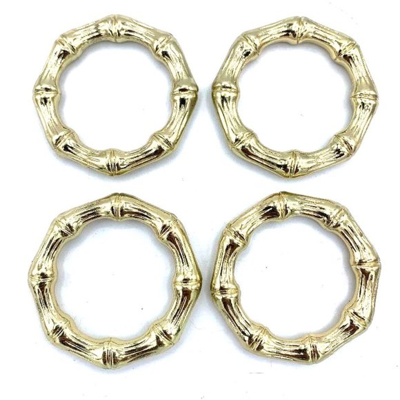 Other - Napkin Rings 4 Pieces Of Bamboo Napkins Ring Matte Gold Zinc Alloy Dining Table